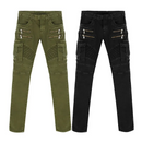 Grüne Skinny-Biker-Cargojeans für Herren-25