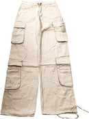 Cargo Hose Beige Damen – Baggy Parachute Streetwear Style