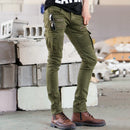 Grüne Skinny-Biker-Cargojeans für Herren-Cargo Hose - 2