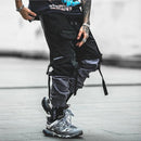 Grau/Schwarze Cargohose mit Gürtel für Herren-Cargo Hose-588