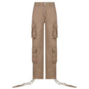 Cargo Hose Beige Damen – Baggy Parachute Streetwear Style