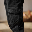 Schwarze Herren-Cargohose aus Baumwolle: lässige Eleganz-Cargo Hose - 741
