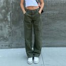 Attraktive grüne Cargojeans für Damen-Cargo Hose - 