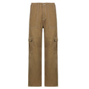 Lässige Beige Cargojeans für Damen-Cargo Hose-741