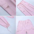 Eleganz in Bewegung: Damen-Cargohosen in Pink, Weiß und Schwarz-Cargo Hose - rosa