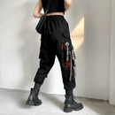 Damen-Cargohose mit Trägern und roten Details-Cargo Hose - 15