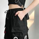 Damen-Cargohose mit Trägern und roten Details-Cargo Hose - 56