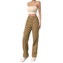 Lässige Beige Cargojeans für Damen-Cargo Hose-6465